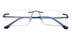 Blue Rectangle Rimless Unisex Eyeglasses by Vincent Chase Online-141628