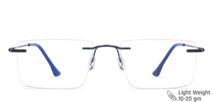 Blue Rectangle Rimless Unisex Eyeglasses by Vincent Chase Online-141628