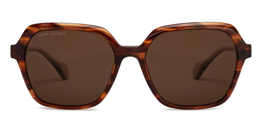 Tortoise Square Full Rim Unisex Sunglasses by John Jacobs-208173