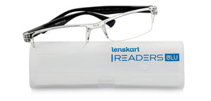 Transparent Rectangle Half Rim Unisex Eyeglasses by LENSKART BLU READERS-148078