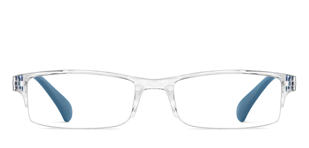 Transparent Rectangle Half Rim Unisex Eyeglasses by LENSKART BLU READERS-148075