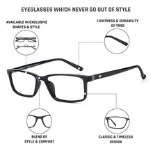 Load image into Gallery viewer, Black Rectangle Full Rim Unisex Eyeglasses by Lenskart Air Online-129600