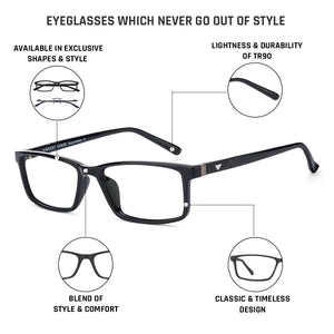 Black Rectangle Full Rim Unisex Eyeglasses by Lenskart Air Online-129600