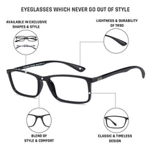 Load image into Gallery viewer, Black Rectangle Full Rim Unisex Eyeglasses by Lenskart Air Online-129603