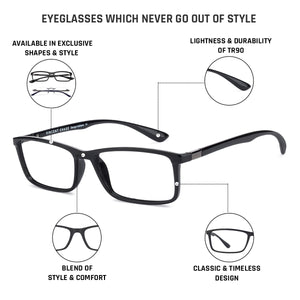 Black Rectangle Full Rim Unisex Eyeglasses by Lenskart Air Online-129603