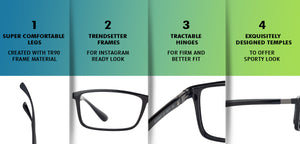 Black Rectangle Full Rim Unisex Eyeglasses by Lenskart Air Online-129603