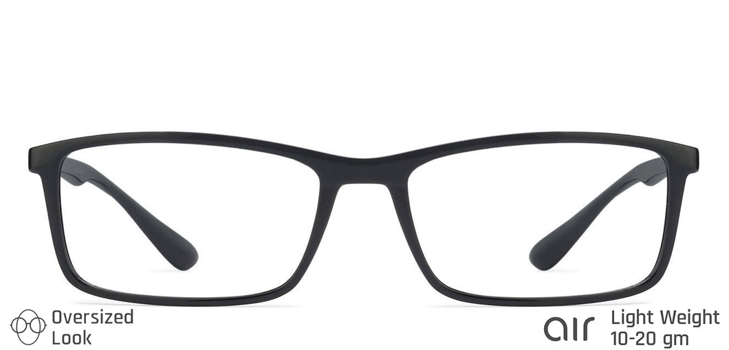 Black Rectangle Full Rim Unisex Eyeglasses by Lenskart Air Online-129603