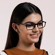 Load image into Gallery viewer, Black Rectangle Full Rim Unisex Eyeglasses by Lenskart Air Online-129603