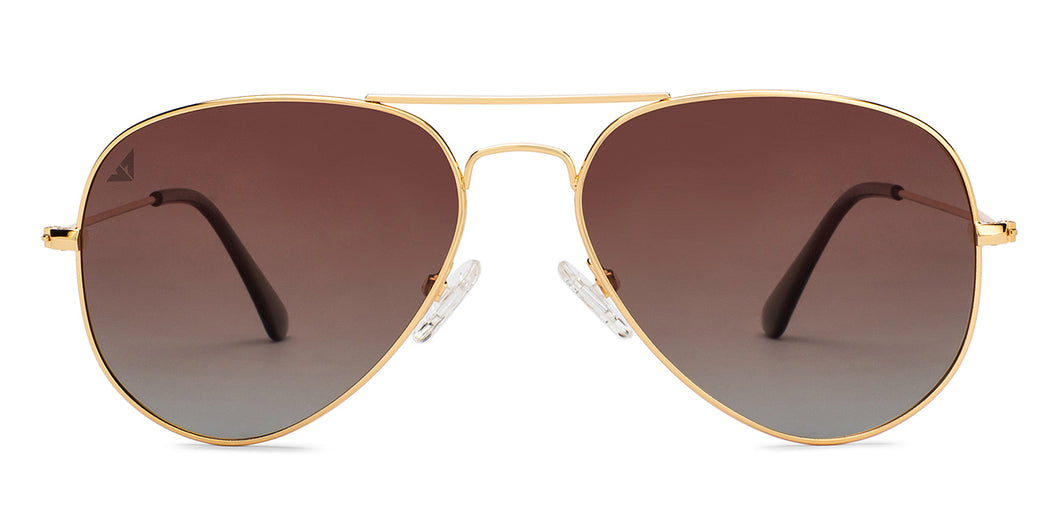 Gold Aviator Full Rim Unisex Sunglasses by Vincent Chase Polarized-208874