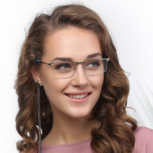 Silver Rectangle Half Rim Unisex Eyeglasses by Vincent Chase Online-114421