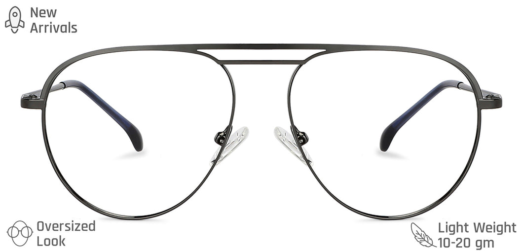 Gunmetal Aviator Full Rim Unisex Eyeglasses by Vincent Chase Essentials-134836