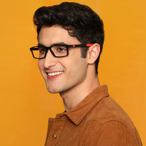 Black Rectangle Full Rim Unisex Eyeglasses by Lenskart Air Online-135163