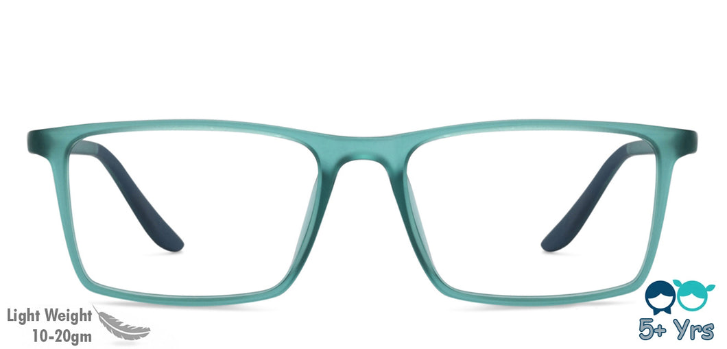 Green Rectangle Full Rim Kid Eyeglasses by Vincent Chase Kids-134689