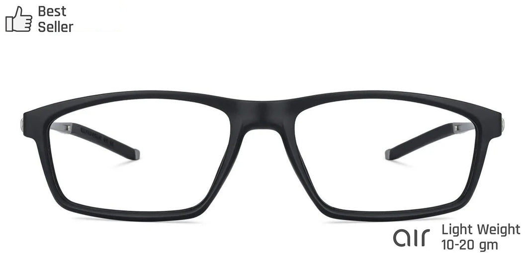 Black Rectangle Full Rim Unisex Eyeglasses by Lenskart Air LA-134705