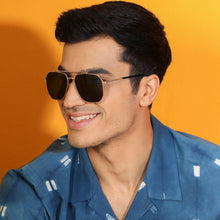 Load image into Gallery viewer, Gold Square Full Rim Unisex Sunglasses by Vincent Chase Online-135532