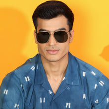 Load image into Gallery viewer, Gold Square Full Rim Unisex Sunglasses by Vincent Chase Online-135532