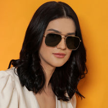 Load image into Gallery viewer, Gold Square Full Rim Unisex Sunglasses by Vincent Chase Online-135532