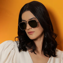 Load image into Gallery viewer, Gold Square Full Rim Unisex Sunglasses by Vincent Chase Online-135532
