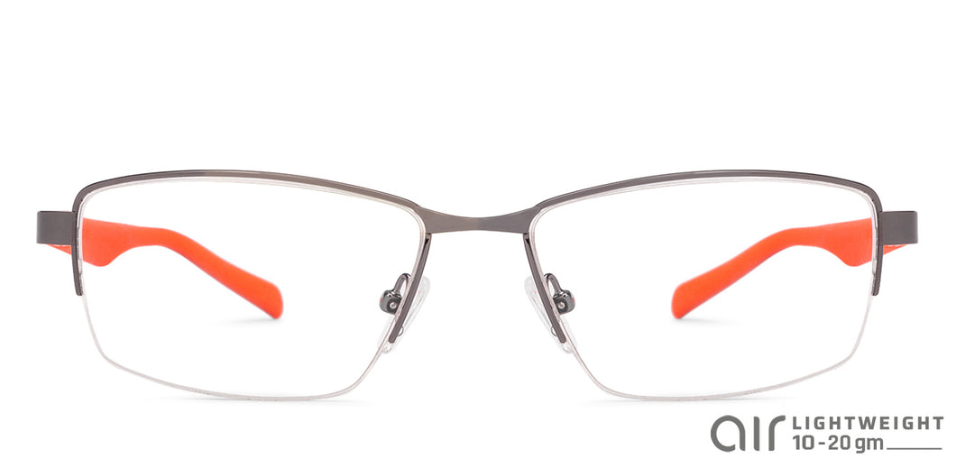 Gunmetal Rectangle Half Rim Unisex Eyeglasses by Lenskart Air Online-131820