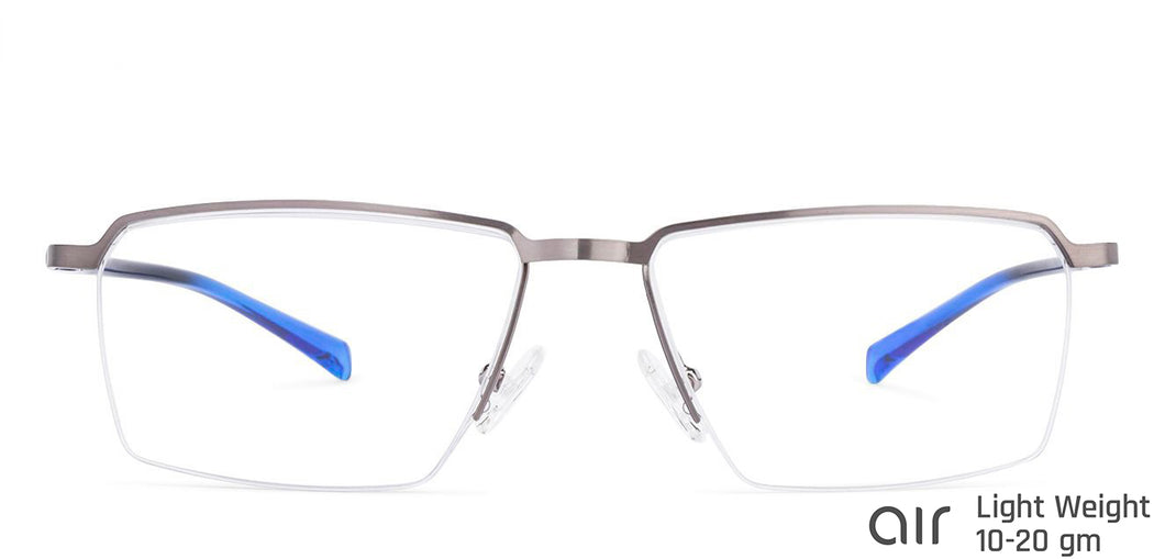 Grey Rectangle Half Rim Unisex Eyeglasses by Lenskart Air Computer Glasses-138222