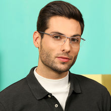 Load image into Gallery viewer, Grey Rectangle Half Rim Unisex Eyeglasses by Lenskart Air Online-134699