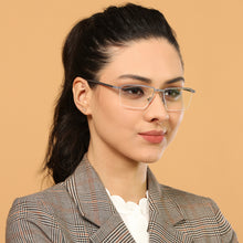 Load image into Gallery viewer, Grey Rectangle Half Rim Unisex Eyeglasses by Lenskart Air Online-134699