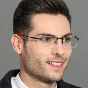 Black Rectangle Half Rim Unisex Eyeglasses by Lenskart Air Online-134709