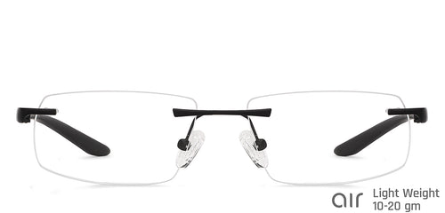 Black Rectangle Rimless Wide Unisex Eyeglasses by Lenskart Air-136775