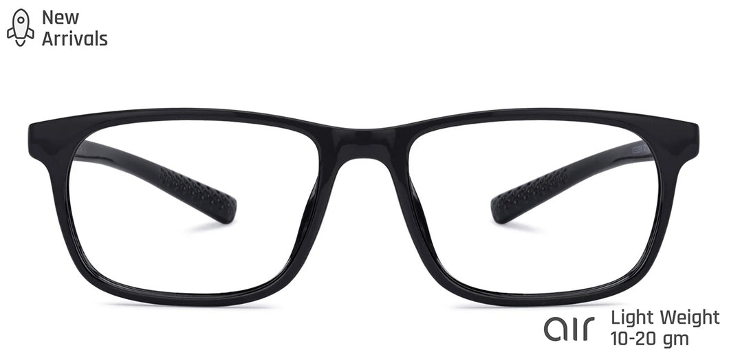 Black Rectangle Full Rim Unisex Eyeglasses by Lenskart Air Online-135625