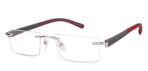 Silver Rectangle Rimless Unisex Eyeglasses by Lenskart Air Online-114341
