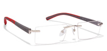 Load image into Gallery viewer, Silver Rectangle Rimless Unisex Eyeglasses by Lenskart Air Online-114341