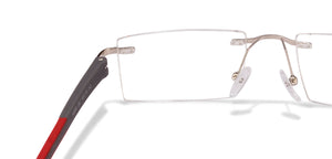 Silver Rectangle Rimless Unisex Eyeglasses by Lenskart Air Online-114341