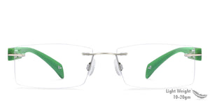 Silver Rectangle Rimless Unisex Eyeglasses by Lenskart Air Online-120754
