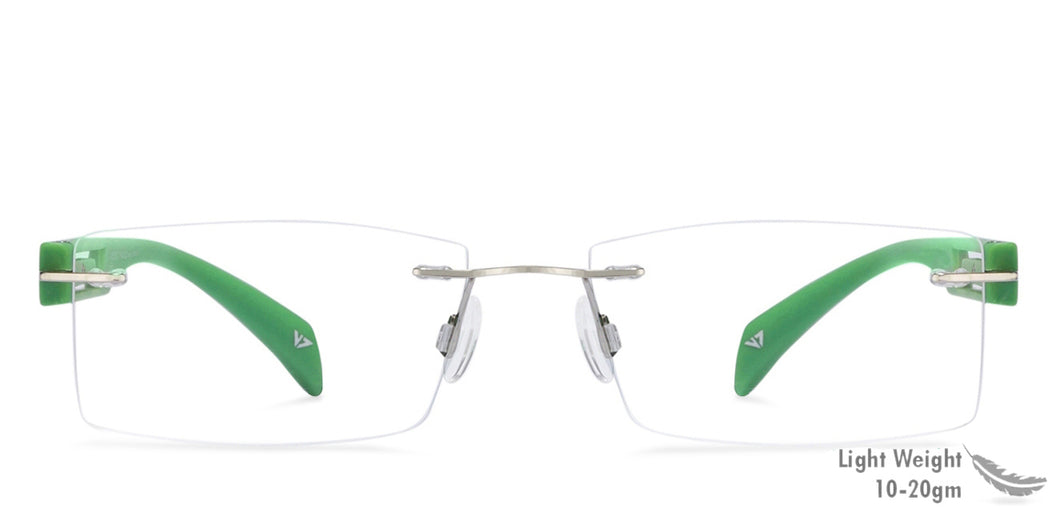 Silver Rectangle Rimless Unisex Eyeglasses by Lenskart Air Online-120754