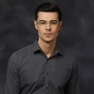 Silver Rectangle Rimless Unisex Eyeglasses by Lenskart Air Online-120754