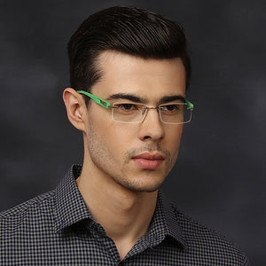 Silver Rectangle Rimless Unisex Eyeglasses by Lenskart Air Online-120754