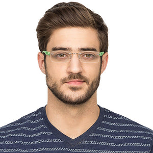 Silver Rectangle Rimless Unisex Eyeglasses by Lenskart Air Online-120754