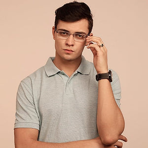 Grey Rectangle Rimless Unisex Eyeglasses by Lenskart Air Online-115147