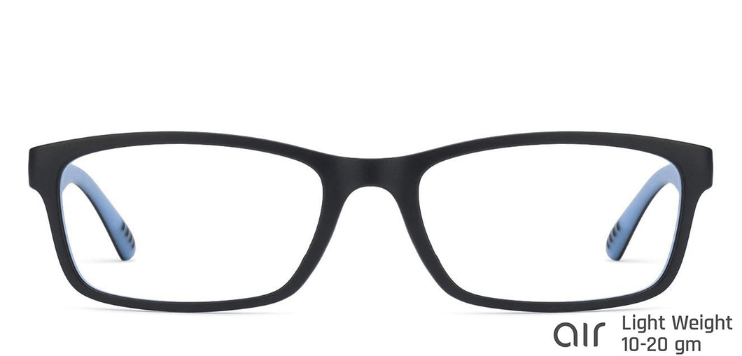 Black Rectangle Full Rim Unisex Eyeglasses by Lenskart Air Online-129586