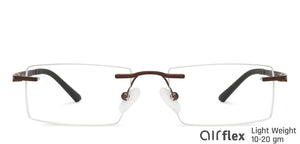 Brown Rectangle Rimless Unisex Eyeglasses by Lenskart Air-140271