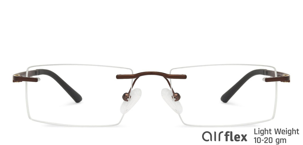 Brown Rectangle Rimless Unisex Eyeglasses by Lenskart Air-140271