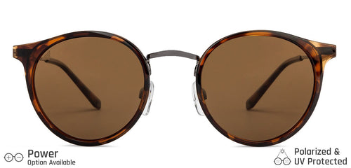 Brown Round Full Rim Medium Unisex Sunglasses by Vincent Chase Polarized-130811