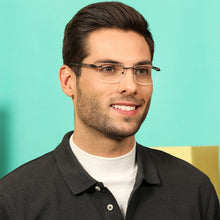 Load image into Gallery viewer, Black Rectangle Rimless Unisex Eyeglasses by Lenskart Air Online-134704