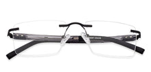 Load image into Gallery viewer, Black Rectangle Rimless Unisex Eyeglasses by Lenskart Air Online-134704
