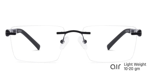 Black Rectangle Rimless Unisex Eyeglasses by Lenskart Air Online-134704