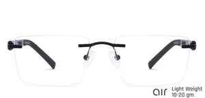 Black Rectangle Rimless Unisex Eyeglasses by Lenskart Air Online-134704