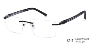 Black Rectangle Rimless Unisex Eyeglasses by Lenskart Air Online-134704
