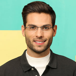 Grey Rectangle Rimless Wide Unisex Eyeglasses by Lenskart Air-134718