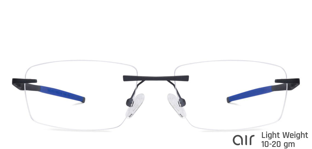 Grey Rectangle Rimless Wide Unisex Eyeglasses by Lenskart Air-134718