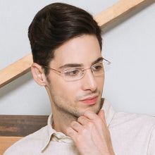 Load image into Gallery viewer, Gold Rectangle Rimless Unisex Eyeglasses by Vincent Chase Online-110325